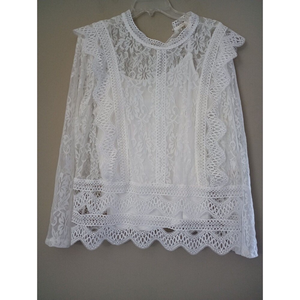 Adiva 2 PC Lace Long Sleeve with White Tank Top Size XL - Picture 1 of 10